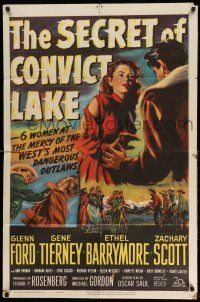 1p814 SECRET OF CONVICT LAKE 1sh '51 Gene Tierney is a lonely woman at the mercy of hunted men!
