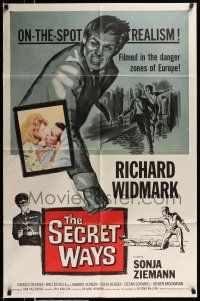 1p817 SECRET WAYS 1sh '61 Richard Widmark, Alistair MacLean, filmed in the danger zones of Europe!