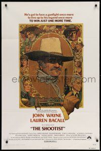 1p830 SHOOTIST 1sh '76 best Richard Amsel artwork of cowboy John Wayne & cast!