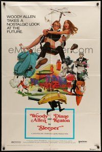 1p846 SLEEPER 1sh '74 Woody Allen, Diane Keaton, futuristic sci-fi comedy art by McGinnis!