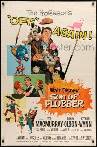 1p850 SON OF FLUBBER style A 1sh '63 Walt Disney, art of absent-minded professor Fred MacMurray!