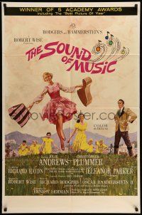 1p853 SOUND OF MUSIC awards 1sh '65 classic Terpning art of Julie Andrews & top cast!