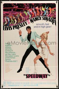 1p855 SPEEDWAY 1sh '68 art of Elvis Presley dancing with sexy Nancy Sinatra in boots!