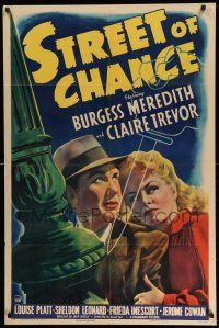 1p875 STREET OF CHANCE style A 1sh '42 Burgess Meredith, Claire Trevor, Cornell Woolrich film noir!