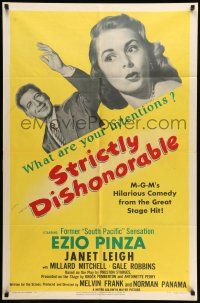 1p876 STRICTLY DISHONORABLE 1sh '51 what are Ezio Pinza's intentions toward Janet Leigh?