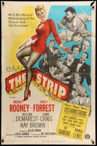 1p877 STRIP 1sh '51 Mickey Rooney, sexy Sally Forrest, Louis Armstrong playing trumpet, noir!