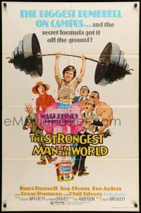 1p878 STRONGEST MAN IN THE WORLD revised 1sh '75 Walt Disney, teenage Kurt Russell & Flynn!