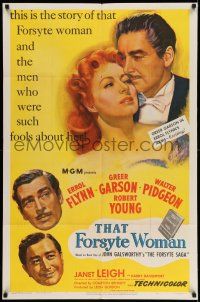 1p902 THAT FORSYTE WOMAN 1sh '49 art of Errol Flynn, Greer Garson, Walter Pidgeon & Robert Young!