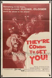 1p907 THEY'RE COMING TO GET YOU 1sh '75 Basil Gogos art of zombies attacking sexy half-dressed girl