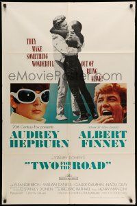 1p939 TWO FOR THE ROAD 1sh '67 Audrey Hepburn & Albert Finney embrace, directed by Stanley Donen!