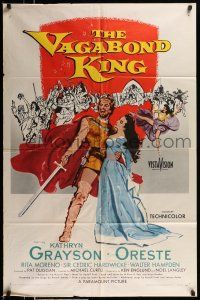 1p947 VAGABOND KING 1sh '56 Michael Curtiz, art of pretty Kathryn Grayson & Oreste w/ sword!