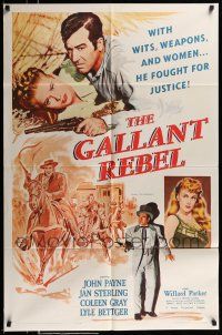 1p948 VANQUISHED 1sh R61 John Payne, Jan Sterling, The Gallant Rebel!