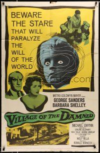 1p951 VILLAGE OF THE DAMNED 1sh '60 beware the stare that will paralyze the will of the world!