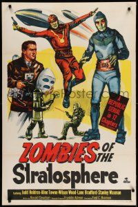 1p999 ZOMBIES OF THE STRATOSPHERE 1sh '52 Republic serial, great art of aliens with guns!