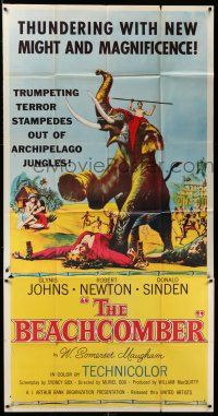 1r729 BEACHCOMBER 3sh '55 Glynis Johns & Robert Newton, wild elephant stampede art!