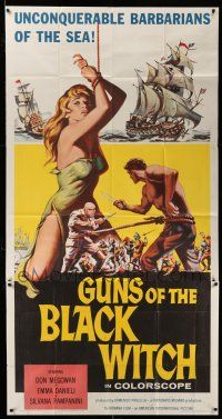 1r795 GUNS OF THE BLACK WITCH 3sh '61 super sexy art, unconquerable barbarians of the sea!