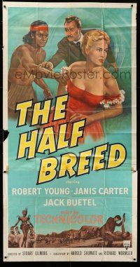 1r797 HALF-BREED 3sh '52 art of Robert Young, Janis Carter & Native American Jack Buetel!