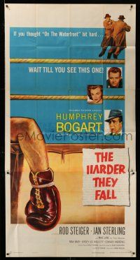 1r799 HARDER THEY FALL 3sh '56 Humphrey Bogart, Rod Steiger, boxing classic, cool artwork!