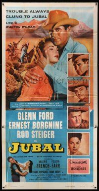 1r817 JUBAL 3sh '56 cowboys Glenn Ford, Ernest Borgnine & Rod Steiger, sexy French & Farr!