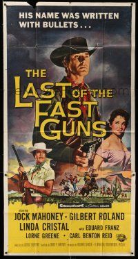 1r828 LAST OF THE FAST GUNS 3sh '58 Jock Mahoney's name was written with bullets, cool art!