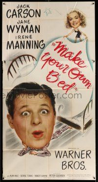1r838 MAKE YOUR OWN BED 3sh '44 wacky artwork image of Jack Carson & Jane Wyman with big heads!