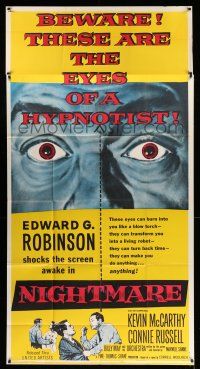 1r855 NIGHTMARE 3sh '56 cool art of Edward G. Robinson, from the Cornel Woolrich novel!