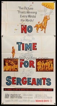 1r856 NO TIME FOR SERGEANTS 3sh '58 Andy Griffith, wacky Air Force paratrooper artwork!