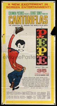 1r869 PEPE 3sh '61 cool full-length art of Cantinflas, starring 35 all-star cast members!