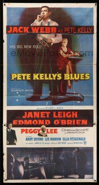 1r871 PETE KELLY'S BLUES 3sh '55 Jack Webb smoking & holding trumpet, sexy Janet Leigh!