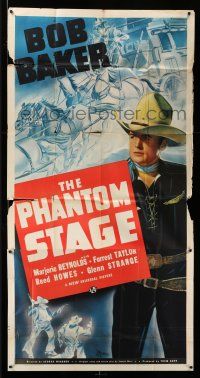 1r875 PHANTOM STAGE 3sh '39 cool images of cowboy Bob Baker on stagecoach & in shootout!