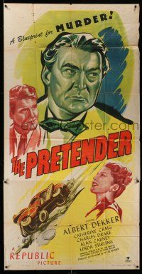 1r883 PRETENDER 3sh '47 Albert Dekker, cool film noir art, a blueprint for MURDER!