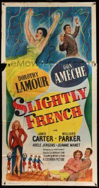 1r917 SLIGHTLY FRENCH 3sh '48 different image of pretty Dorothy Lamour, Don Ameche & Janis Carter!