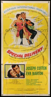 1r925 SPECIAL DELIVERY style B 3sh '55 Cotten & Eva Bartok in a hilarious international scandal!