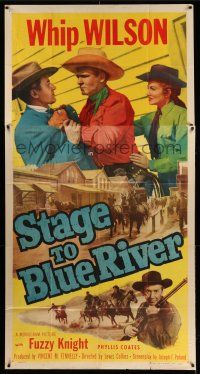 1r929 STAGE TO BLUE RIVER 3sh '51 great image of cowboy Whip Wilson with Phyllis Coates!