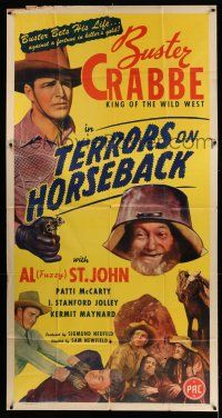 1r944 TERRORS ON HORSEBACK 3sh '46 Buster Crabbe bets his life against a fortune in killer's gold!