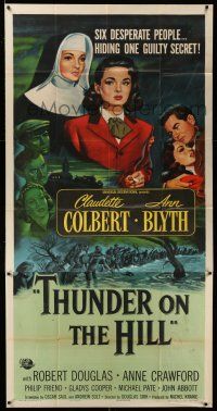 1r952 THUNDER ON THE HILL 3sh '51 Claudette Colbert, 6 desperate people hiding one guilty secret!
