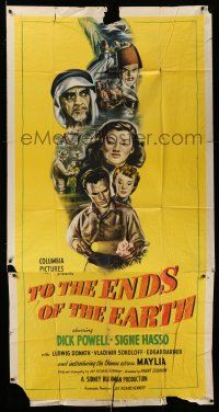 1r958 TO THE ENDS OF THE EARTH 3sh '47 drug smuggling, cool montage art with Dick Powell & cast!