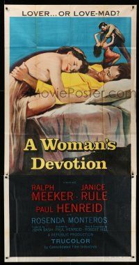 1r997 WOMAN'S DEVOTION 3sh '56 artwork of Paul Henreid & Janice Rule, lover or love-mad!