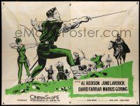 1r002 SON OF ROBIN HOOD English 61x81 '59 art of Al Hedison lunging with sword in battle!