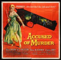 1r100 ACCUSED OF MURDER 6sh '57 cool sexy girl and gun noir image, she battled for life & love!
