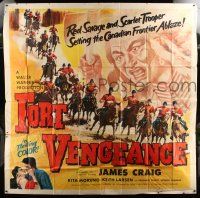 1r124 FORT VENGEANCE 6sh '53 cool artwork of Canadian Mounties vs Native American Indians!