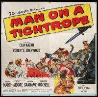 1r148 MAN ON A TIGHTROPE 6sh '53 Terry Moore, Fredric March, Elia Kazan, cool circus art!