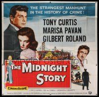 1r151 MIDNIGHT STORY 6sh '57 Tony Curtis in the strangest San Francisco manhunt in crime's history!