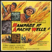 1r170 RAMPAGE AT APACHE WELLS 6sh '65 Stewart Granger, flaming arrows blaze a trail of violence!