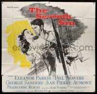 1r180 SEVENTH SIN 6sh '57 art of sexy scared Eleanor Parker, who betrays super angry Bill Travers!