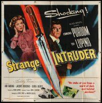 1r195 STRANGE INTRUDER 6sh '56 Edmund Purdom, Ida Lupino, cool huge plunging knife artwork!