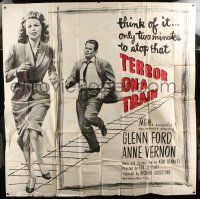 1r202 TIME BOMB 6sh '53 Terror on a Train, art of Glenn Ford & Anne Vernon in explosive action!