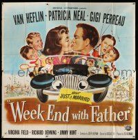1r212 WEEK END WITH FATHER 6sh '51 wacky art of Van Heflin & Patricia Neal kissing in car w/family