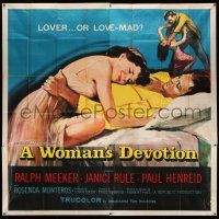 1r216 WOMAN'S DEVOTION 6sh '56 artwork of Paul Henreid & Janice Rule, lover or love-mad!