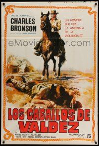 1r260 CHINO Argentinean '73 spaghetti western art of Charles Bronson on horse by dead guy!